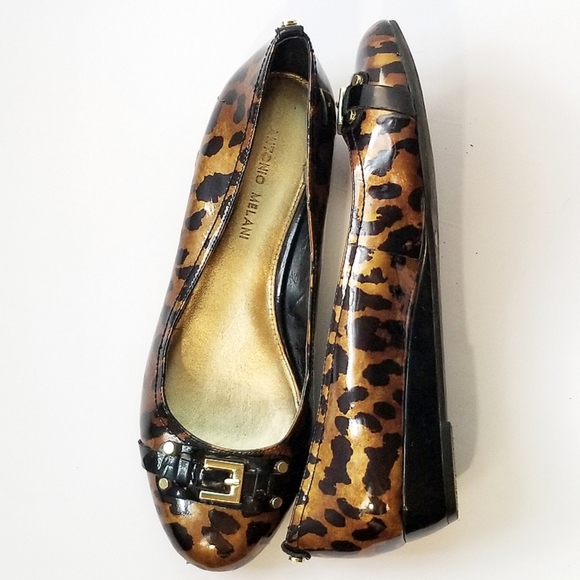 Antonio Melani Animal-Print Patent Leather Flats - Picture 1 of 8